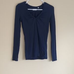 XS Martin + Osa Long Sleeve Lightweight Solid Blue Shirt